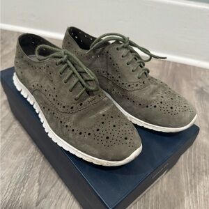 Cole Haan Olive Suede Oxfords ZeroGrand